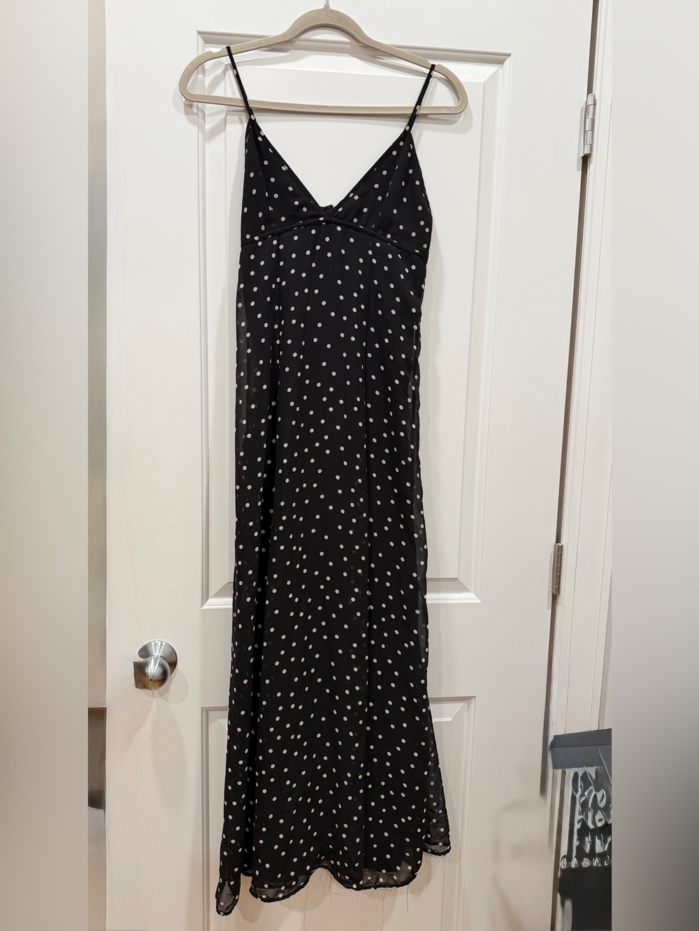 Zara Black Polka Dot Slip Maxi Dress